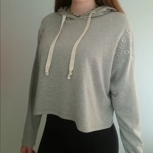 Grey cropped hoodie